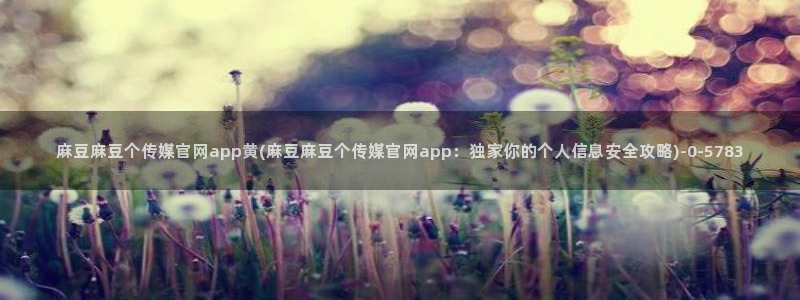 麻豆传媒直播 官网：麻豆麻豆个传媒官网app黄(麻豆麻豆个传媒官网app：独家你的个人信息安全攻略)