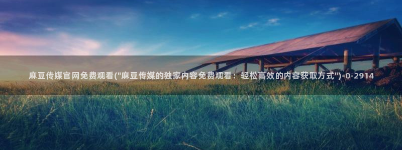 麻豆传媒91官网：麻豆传媒官网免费观看(\